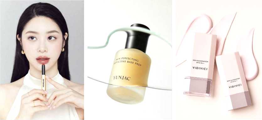 (왼쪽부터) 아워글래스 글로시밤, 연작 베이스프렙, 비디비치 스킨 일루미네이션. 사진=신세계인터내셔날