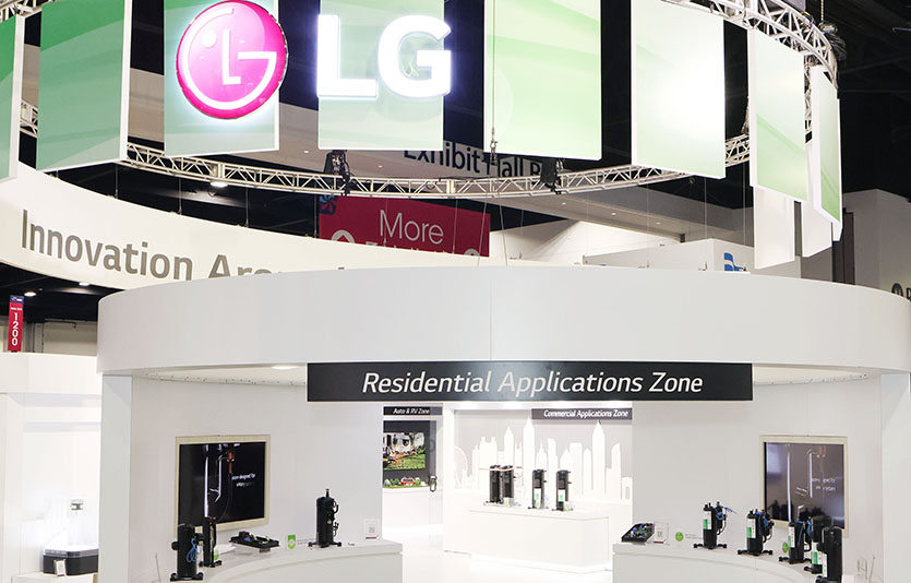 LG전자가 ‘AHR 엑스포 2023’에서 차별화된 고효율 공조솔루션을 대거 선보인다. LG전자 전시관 전경. 사진=LG전자