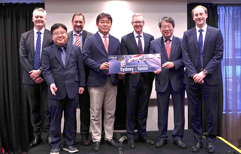 티웨이항공이 인천-시드니 노선 신규 취항 기념식을 열고 현지 관계자들을 초청했다. 사진=티웨이항공