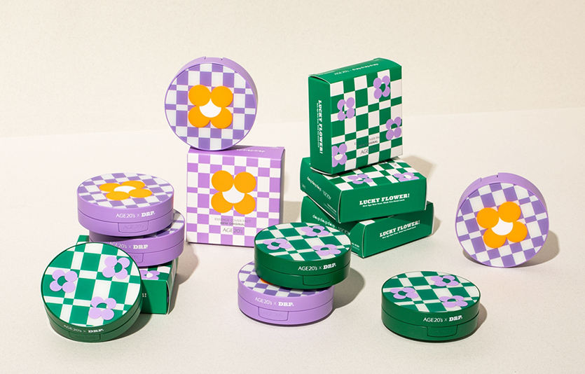 ‘AGE20’s’는 협업 통해 패키지 디자인을 강화한 ‘에센스 커버 팩트 뉴 오리지널 드롭드롭드롭 에디션’을 선보였다. 사진=애경산업