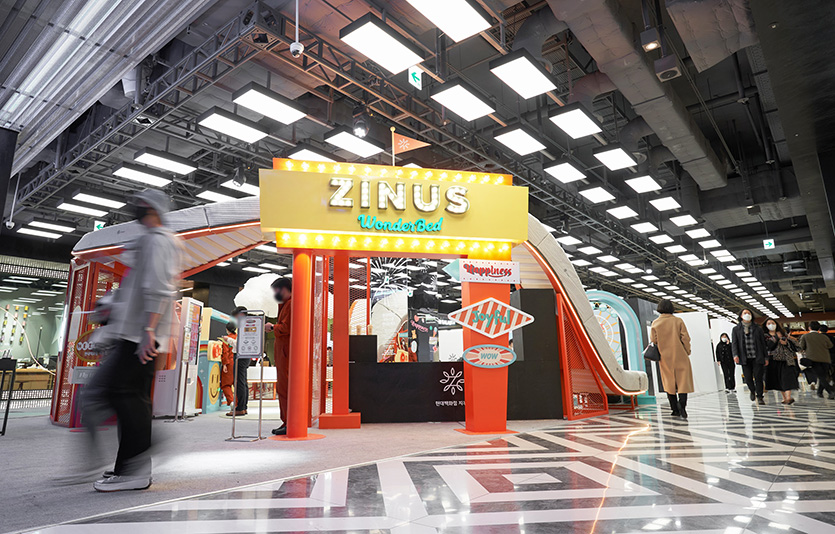 지난해 11월 더현대 서울에서 열린 지누스 팝업스토어 ‘지누스 원더베드’. 사진=현대백화점그룹
