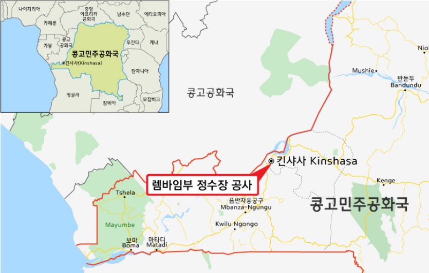 수도 킨샤사 남동부 렘바임부 일대 지도. 사진=현대엔지니어링