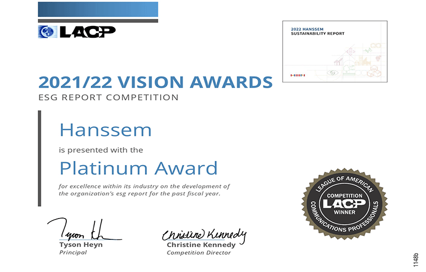 한샘이 LACP 비전 어워드 대상을 수상했다. 사진=한샘