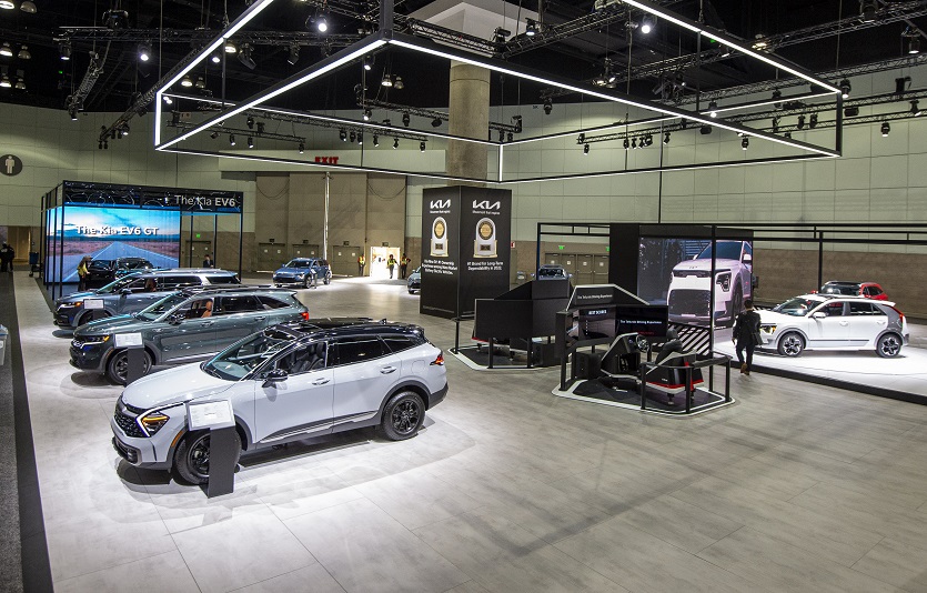 기아가 북미시장에 ‘더 뉴 셀토스’를 첫 공개하고 ‘EV6 GT’의 본격 출시를 알렸다.&nbsp;기아 오토쇼 부스.&nbsp;&nbsp;사진=기아