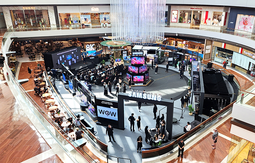 싱가포르 마리나 베이 샌즈에 마련한 삼성전자 TV 신제품 체험존 전경. 사진=삼성전자