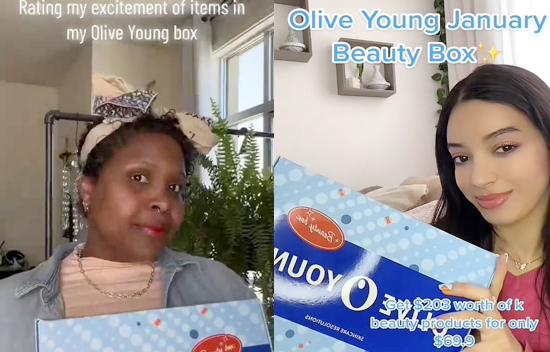 CJ올리브영 외국인 고객이 SNS를 통해 ‘뷰티박스’를 언박싱하고 있다. 사진=CJ올리브영