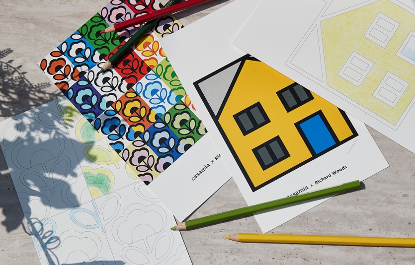 '까사미아 굳 홈' 캠페인 팝업에서 어린이들이 색칠한 컬러링 엽서