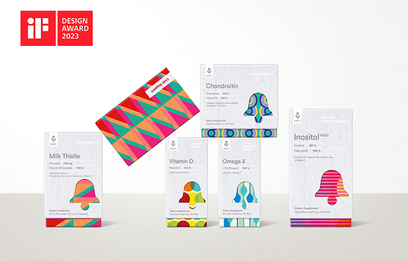 종근당건강은 패키지 아이덴티티 디자인 프로젝트로 ’iF 디자인 어워드 2023’ 본상을 수상했다. 사진=종근당건강