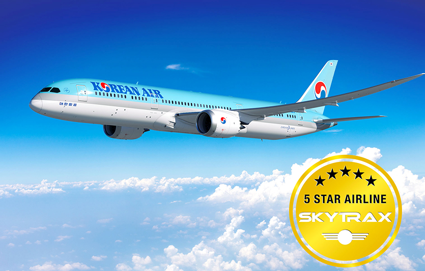대한항공이 ‘스카이트랙스 에어라인 레이팅’에서 최고등급인 ‘5성 항공사’로 선정됐다 이미지=대한항공
