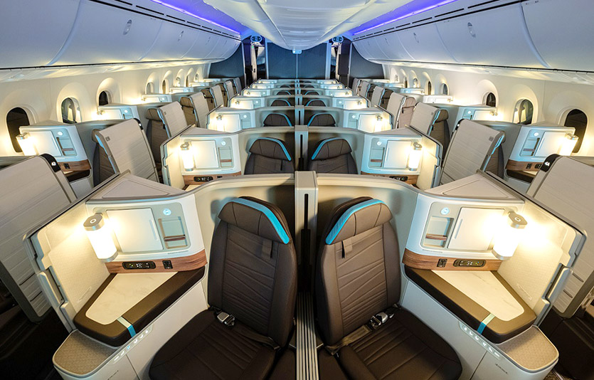 하와이안항공이 2024년 도입 예정인 보잉 787-9 드림라이너의 레이호쿠 스위트 객실. 사진=하와이안항공