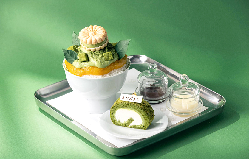 녹차 명산지 교토 우지의 녹차 활용한 그린티 빙수 출시. 사진=호텔 안다즈 서울 강남