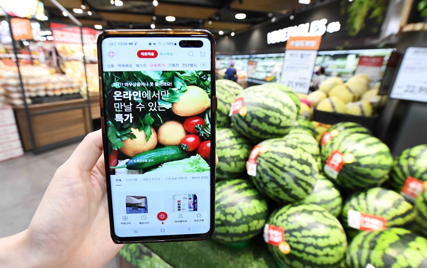 고객이 홈플러스 온라인 앱으로 쇼핑하는 모습. 사진=홈플러스