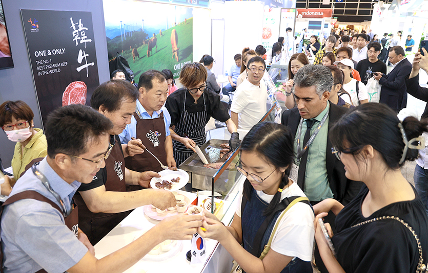 ‘2023 홍콩푸드엑스포’에 한국관 한우 부스. 사진=전국한우협회