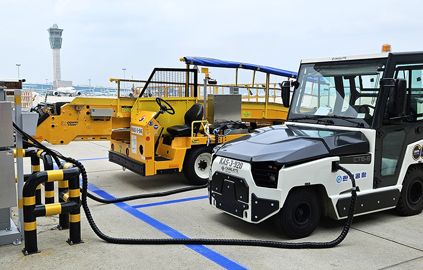 인천공항 탑승동 계류장에서 운영 중인 공용 충전 인프라의 모습. 사진=인천국제공항공사