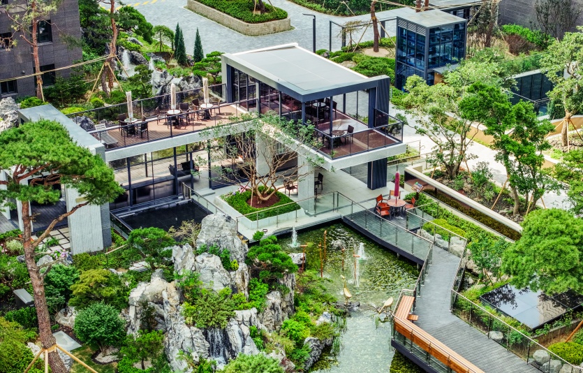 ‘롯데캐슬 리버파크 시그니처’ 중앙광장에 위치한 티하우스. 사진=롯데건설