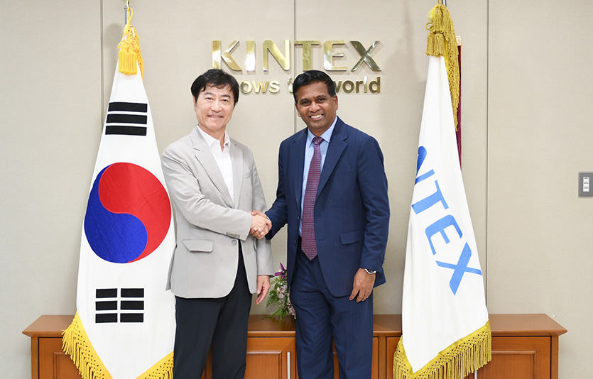 (왼쪽부터) 이재율 킨텍스 대표이사와 센틸 고피나스 ICCA CEO. 사진=킨텍스