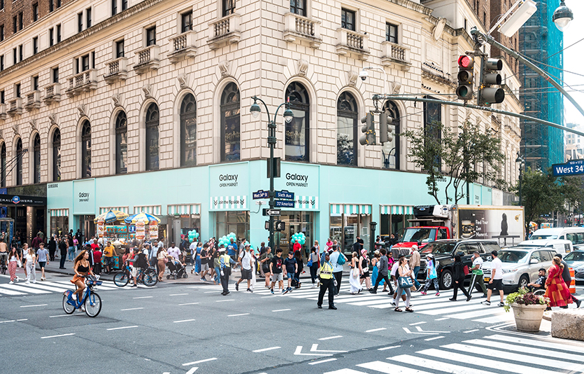 1일 미국 뉴욕 맨해튼 34번가 헤럴드 타워에 위치한 ‘갤럭시 익스피리언스 스페이스’. 사진=삼성전자