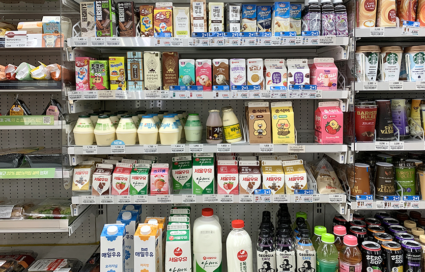 편의점 우유 가공품 매대. 사진=김성미 기자