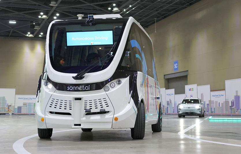 소네트가 WSCE 2023에서 운행한 자율주행셔틀. 사진=소네트