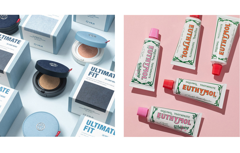 (왼쪽부터) 오휘 진 쿠션과 유시몰 화이트닝 치약. 사진=LG생활건강
