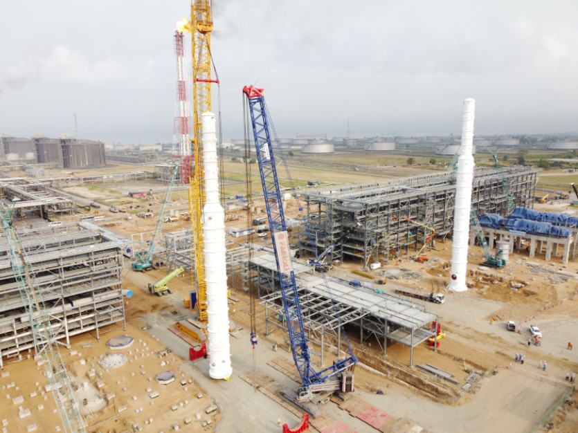 나이지리아 NLNG T7의 열교환기 설치가 완료된 모습. 사진=대우건설