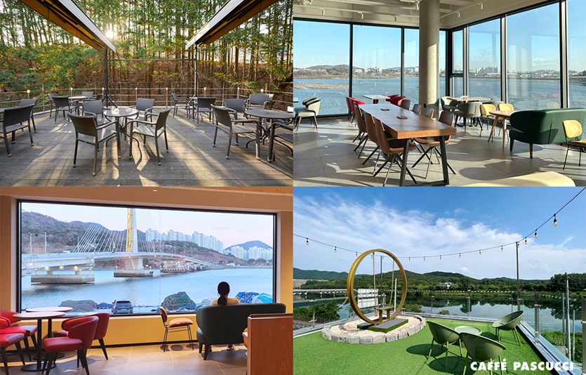 파스쿠찌가 운영중인 매장들. (왼쪽 위부터) 시계방향으로 파스쿠찌 센트로 서울대점, 파스쿠찌 센트로 천안점, 파스쿠찌 대청댐점, 파스쿠찌 여수선소대교점의 모습. 사진=SPC