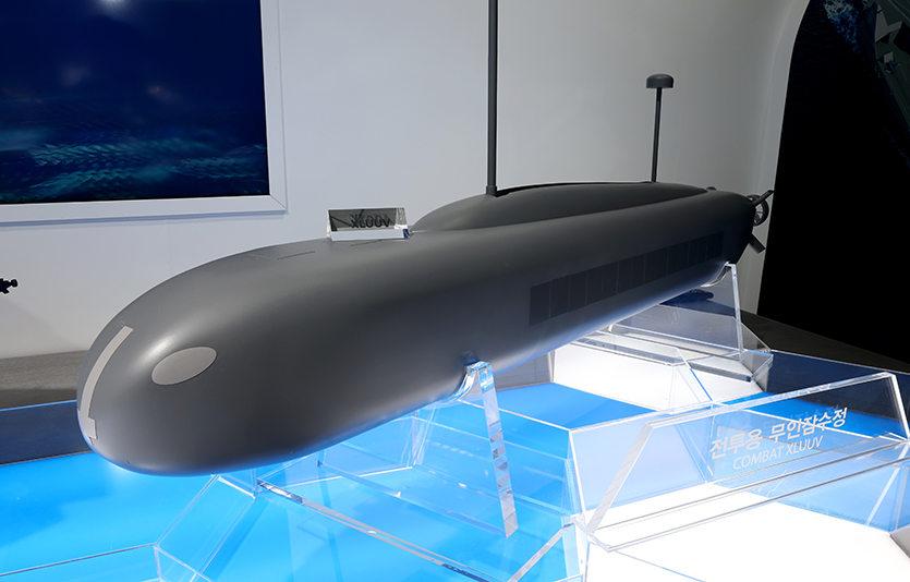 지난해 6월 ‘마덱스 2023’에서 처음 선보인 한화오션의 무인 잠수정. 사진=한화오션