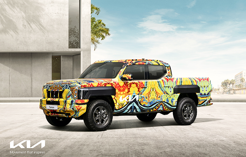 더 기아 타스만 전용 위장막 모델. 사진=기아