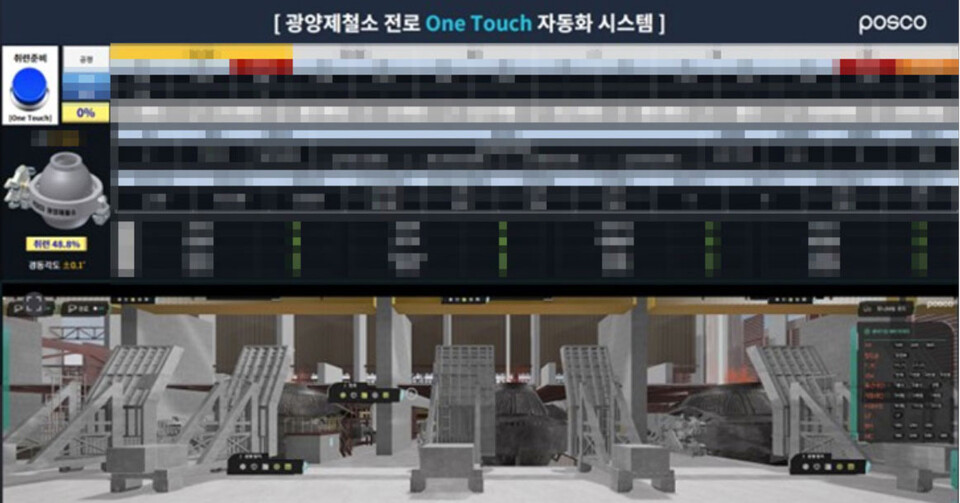 Al 기반의 열배합 모델이 적용된 포스코 전로 원격 원터치 자동화 디지털 트윈 시스템. 사진=포스코