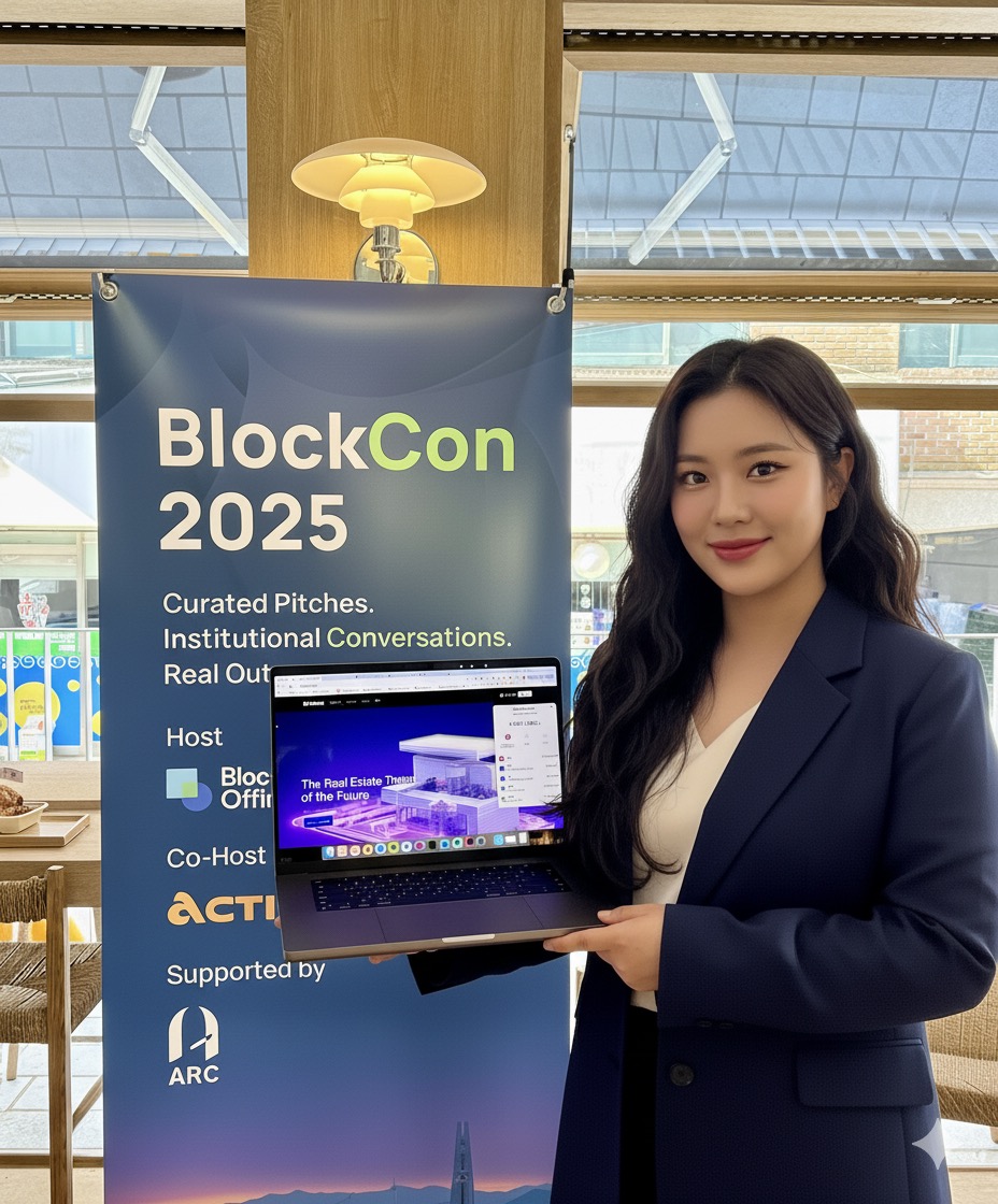 위블록이 코리아블록체인위크 2025에서 RWA 투자 플랫폼 MVP 2을 공개하고 있다. 사진=위블록