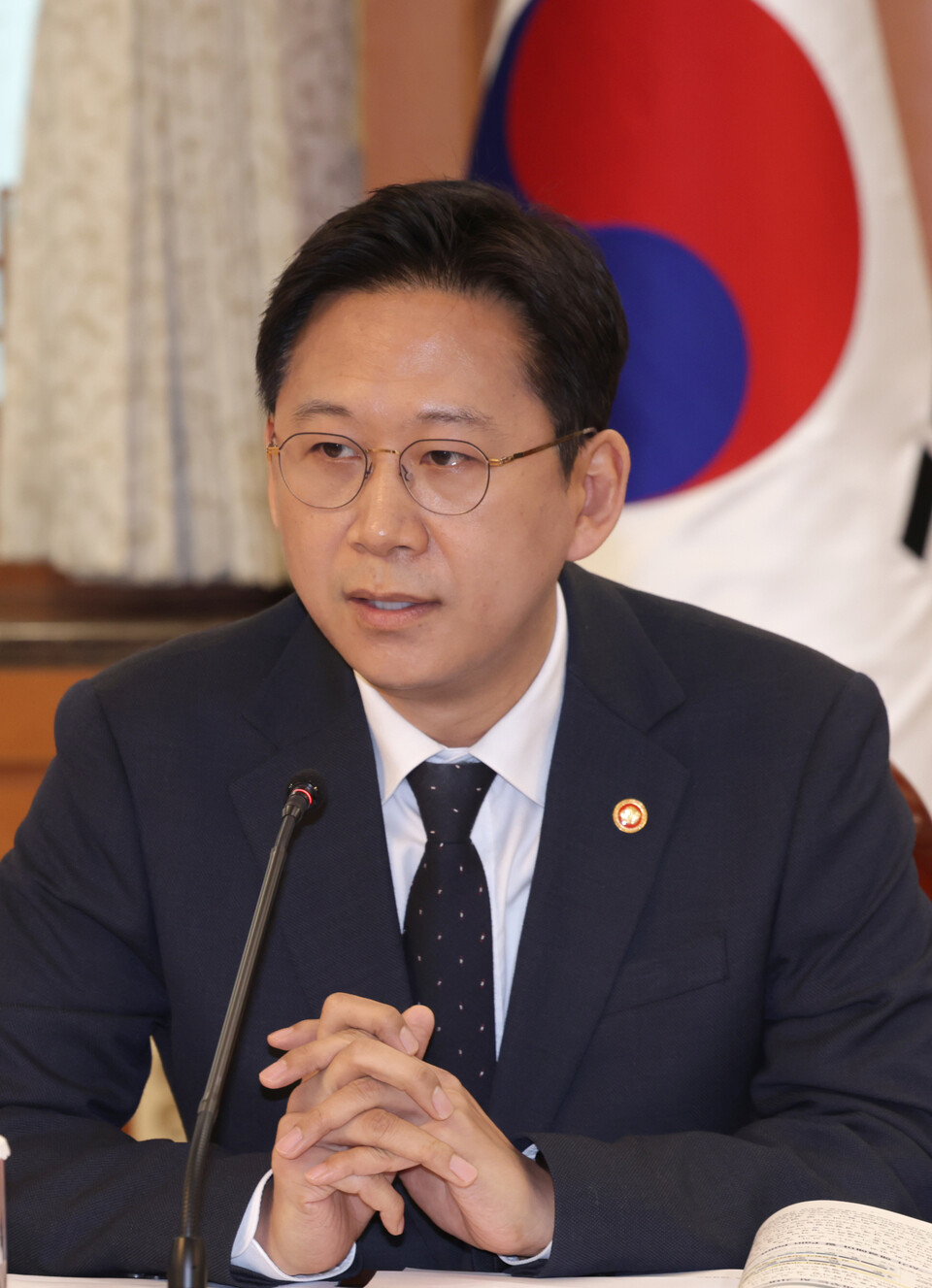 배경훈 부총리 겸 과학기술정보통신부 장관이 24일 오전 서울 총로구 정부서울청사에서 열린 ‘제1회 과학기술관계장관회의’에 참석해 발언하고 있다. 사진=뉴시스